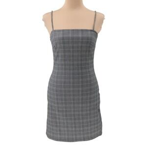 Windsor Gray Plaid Mini Dress Womens Preppy‎ Academia Office Siren Retro Size S